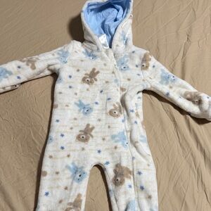 Adorable Bear Print Kids' Footie Pajamas